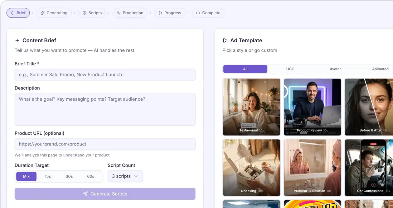 Simple brief to finished ad workflow