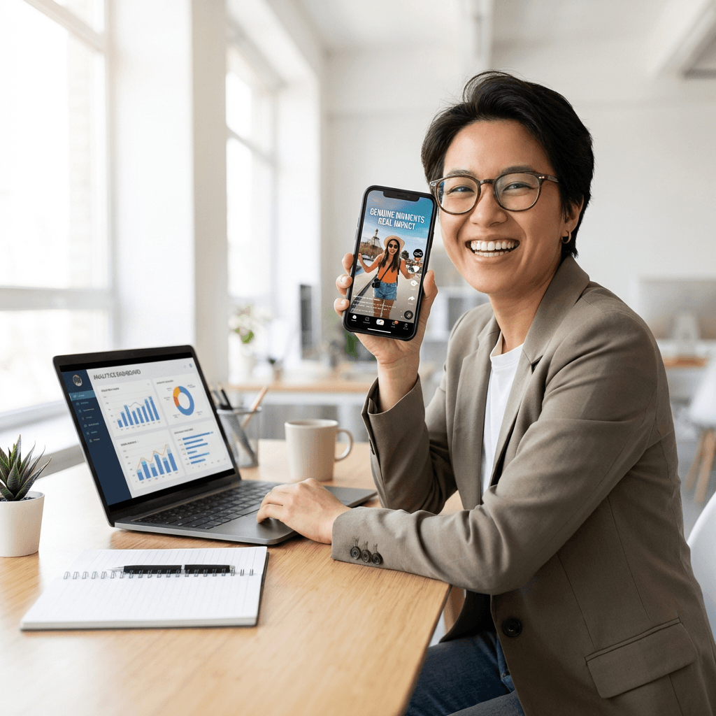 Professional reviewing completed video ad