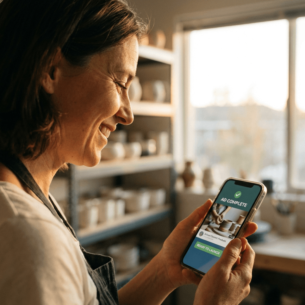 Business owner satisfied with their video ad